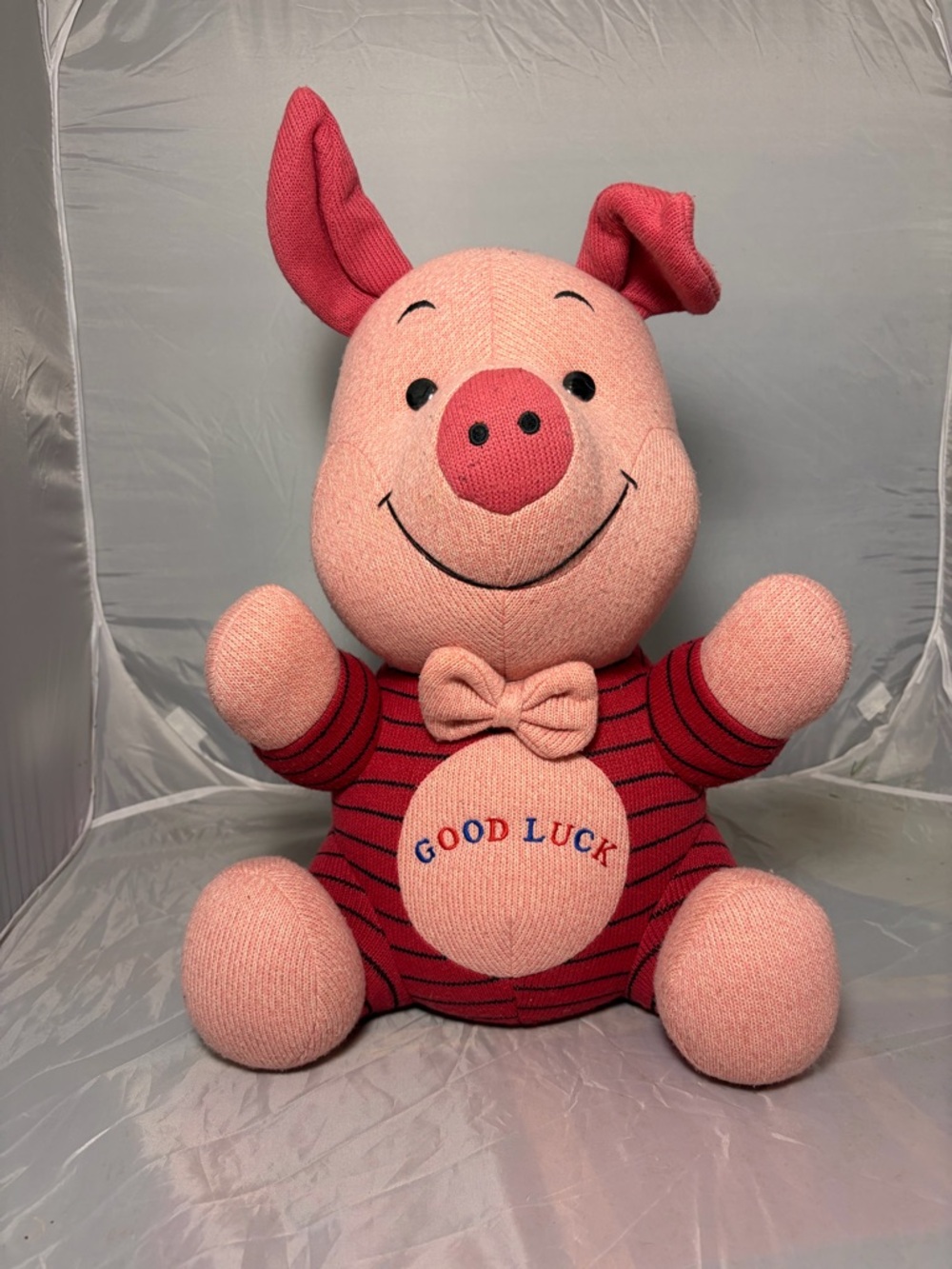 Piglet‎ inspired ‘Good Luck’ stuffed pig
